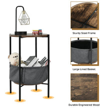 Load image into Gallery viewer, Set of 2 Industrial Round End Side Coffee Table w/ Storage Basket
