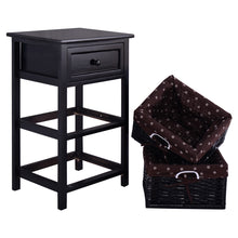 Load image into Gallery viewer, Costway Set OF 2 Night Stand  Bedside End Table Organizer Wood W/2 Basket
