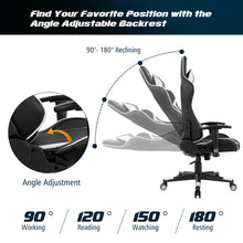 Load image into Gallery viewer, Costway X-Shaped Gaming Desk &amp; Racing Style Massage Chair Set Home Office Black+White
