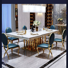 Load image into Gallery viewer, Luxury White Marble Dining Table And Chair Combination
