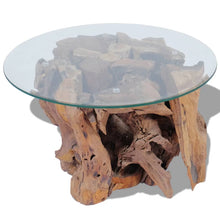 Load image into Gallery viewer, Wood Glass Round  Teak Driftwood Table
