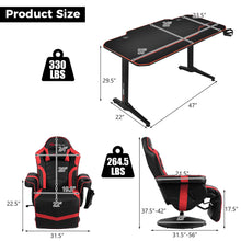 Load image into Gallery viewer, Costway Gaming Desk Ergonomic Recliner Chair Set Black+Red
