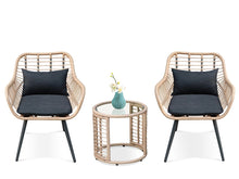 Load image into Gallery viewer, 3PCS  Patio Wicker Rattan Furniture Bistro Conversation Set w
