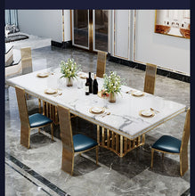 Load image into Gallery viewer, Luxury White Marble Dining Table And Chair Combination
