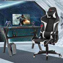 Load image into Gallery viewer, Costway X-Shaped Gaming Desk &amp; Racing Style Massage Chair Set Home Office Black+White
