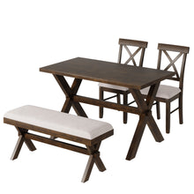 Load image into Gallery viewer, 5 Pieces Farmhouse Rustic Wood Kitchen Dining Table Set
