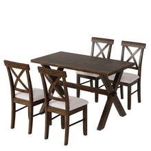 Load image into Gallery viewer, 5 Pieces Farmhouse Rustic Wood Kitchen Dining Table Set
