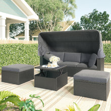 Load image into Gallery viewer, Outdoor Patio Rectangle Daybed with Retractable Canopy
