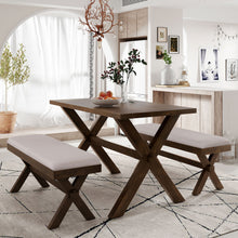 Load image into Gallery viewer, 5 Pieces Farmhouse Rustic Wood Kitchen Dining Table Set
