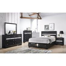 Load image into Gallery viewer, Traditional Matrix King 6 PC Storage Bedroom Set in Black made with Wood
