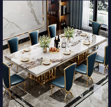 Load image into Gallery viewer, Luxury White Marble Dining Table And Chair Combination
