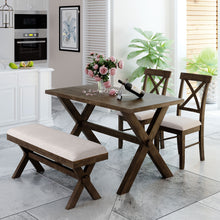 Load image into Gallery viewer, 5 Pieces Farmhouse Rustic Wood Kitchen Dining Table Set
