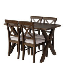 Load image into Gallery viewer, 5 Pieces Farmhouse Rustic Wood Kitchen Dining Table Set
