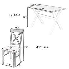 Load image into Gallery viewer, 5 Pieces Farmhouse Rustic Wood Kitchen Dining Table Set
