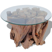 Load image into Gallery viewer, Wood Glass Round  Teak Driftwood Table
