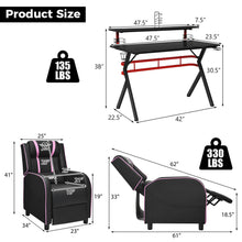 Load image into Gallery viewer, Costway Gaming Desk &amp; Massage Recliner Chair Black + Pink
