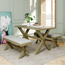 Load image into Gallery viewer, 5 Pieces Farmhouse Rustic Wood Kitchen Dining Table Set
