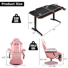 Load image into Gallery viewer, Costway Gaming; Desk Ergonomic Recliner Chair Set Black+Pink
