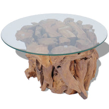 Load image into Gallery viewer, Wood Glass Round  Teak Driftwood Table
