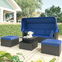 Load image into Gallery viewer, Outdoor Patio Rectangle Daybed with Retractable Canopy
