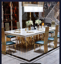 Load image into Gallery viewer, Luxury White Marble Dining Table And Chair Combination
