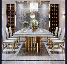 Load image into Gallery viewer, Luxury White Marble Dining Table And Chair Combination
