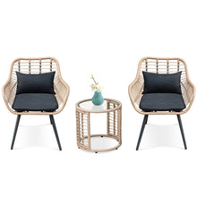 Load image into Gallery viewer, 3PCS  Patio Wicker Rattan Furniture Bistro Conversation Set w
