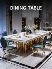 Load image into Gallery viewer, Luxury White Marble Dining Table And Chair Combination
