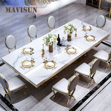 Load image into Gallery viewer, Luxury White Marble Dining Table And Chair Combination
