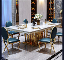 Load image into Gallery viewer, Luxury White Marble Dining Table And Chair Combination
