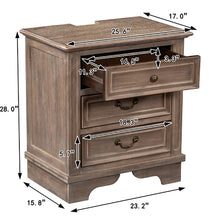 Load image into Gallery viewer, GERICCO Nordic with 3 Drawers USB Charging Nightstand
