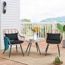 Load image into Gallery viewer, 3PCS  Patio Wicker Rattan Furniture Bistro Conversation Set w
