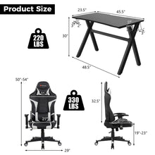 Load image into Gallery viewer, Costway X-Shaped Gaming Desk &amp; Racing Style Massage Chair Set Home Office Black+White
