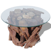 Load image into Gallery viewer, Wood Glass Round  Teak Driftwood Table
