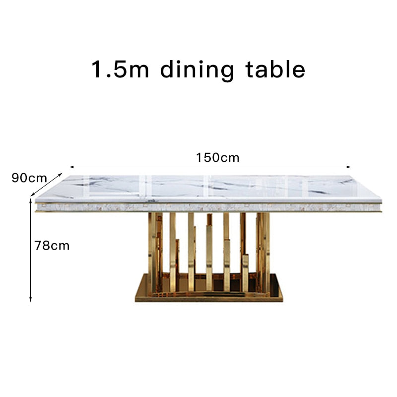 Luxury White Marble Dining Table And Chair Combination