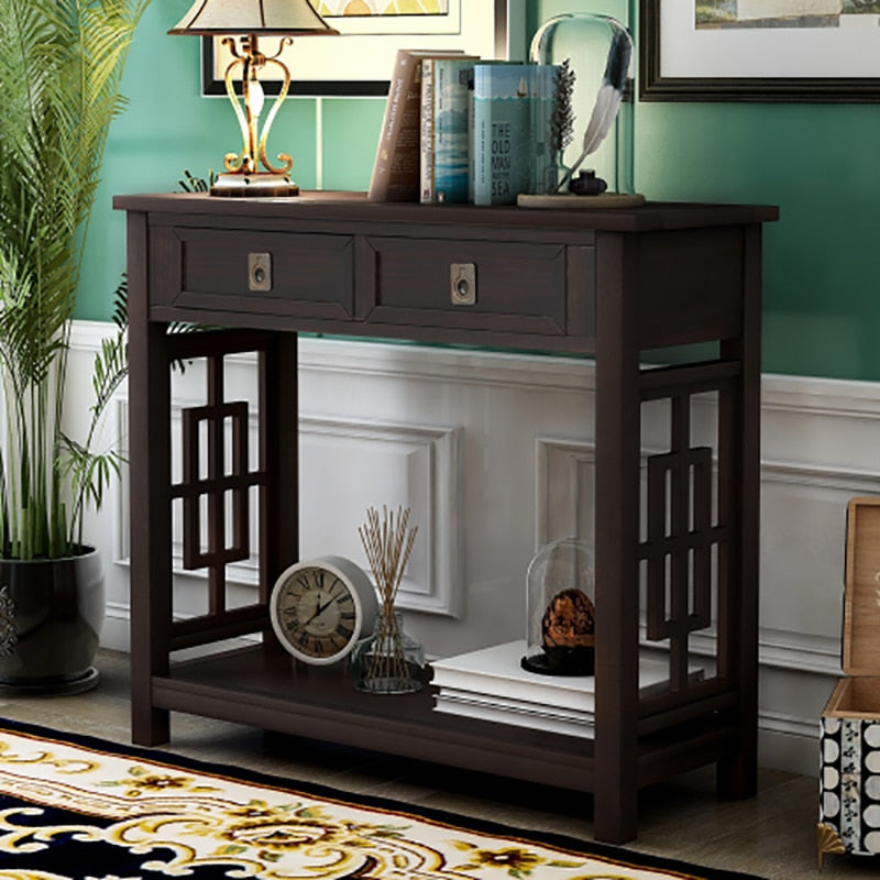 Console Table with 2 Drawers Unique Geometric Design