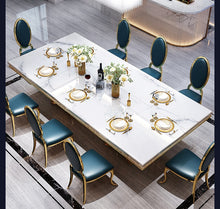 Load image into Gallery viewer, Luxury White Marble Dining Table And Chair Combination
