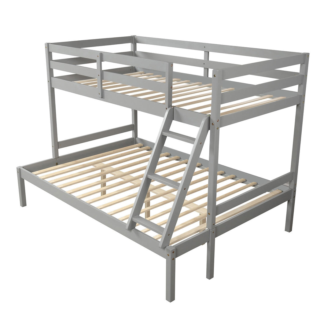 Bunk Bed, Twin-Over-Full Wood Bed Frame For Kids Aldult