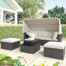 Load image into Gallery viewer, Outdoor Patio Rectangle Daybed with Retractable Canopy
