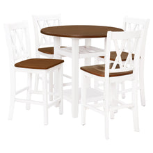 Load image into Gallery viewer, 5 PC Farmhouse Round Counter Height Kitchen Dining Table Set W/Storage Shelf
