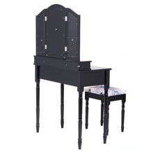 Load image into Gallery viewer, Black Folding Mirror Vanity Makeup Table - jeaniesunusualdecor
