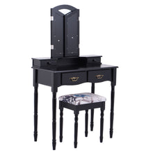 Load image into Gallery viewer, Black Folding Mirror Vanity Makeup Table - jeaniesunusualdecor
