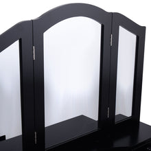 Load image into Gallery viewer, Black Folding Mirror Vanity Makeup Table - jeaniesunusualdecor
