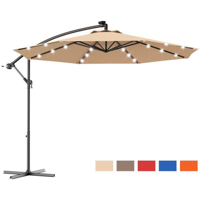 Hanging Solar LED Umbrella W/Base