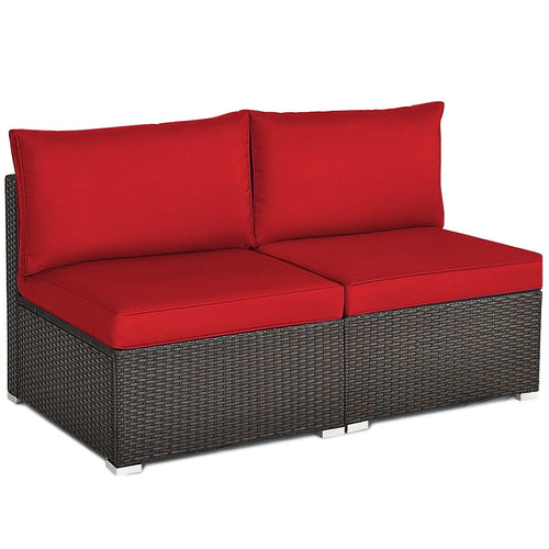 2PCS Patio Rattan Armless Sofa - jeaniesunusualdecor