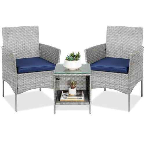 3-Piece Rattan sofa Set w/ Side Storage Table - jeaniesunusualdecor