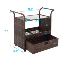 Load image into Gallery viewer, Wicker Rattan Serving Bar Cart
