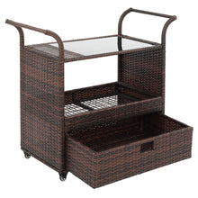 Load image into Gallery viewer, Wicker Rattan Serving Bar Cart
