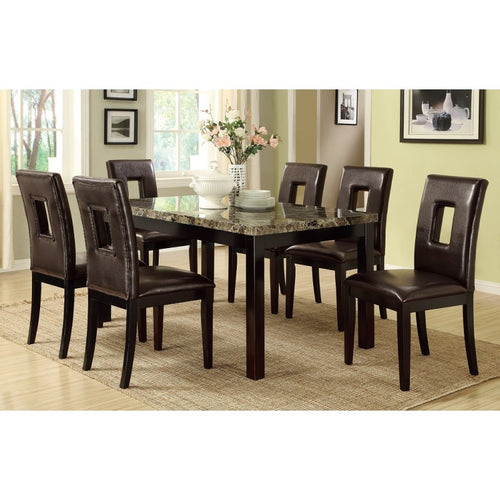 7PCS Dining Table Set with Faux Marble Top - jeaniesunusualdecor