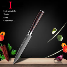 Load image into Gallery viewer, 10Pcs Damascus Santoku Kitchen Knives Set - jeaniesunusualdecor
